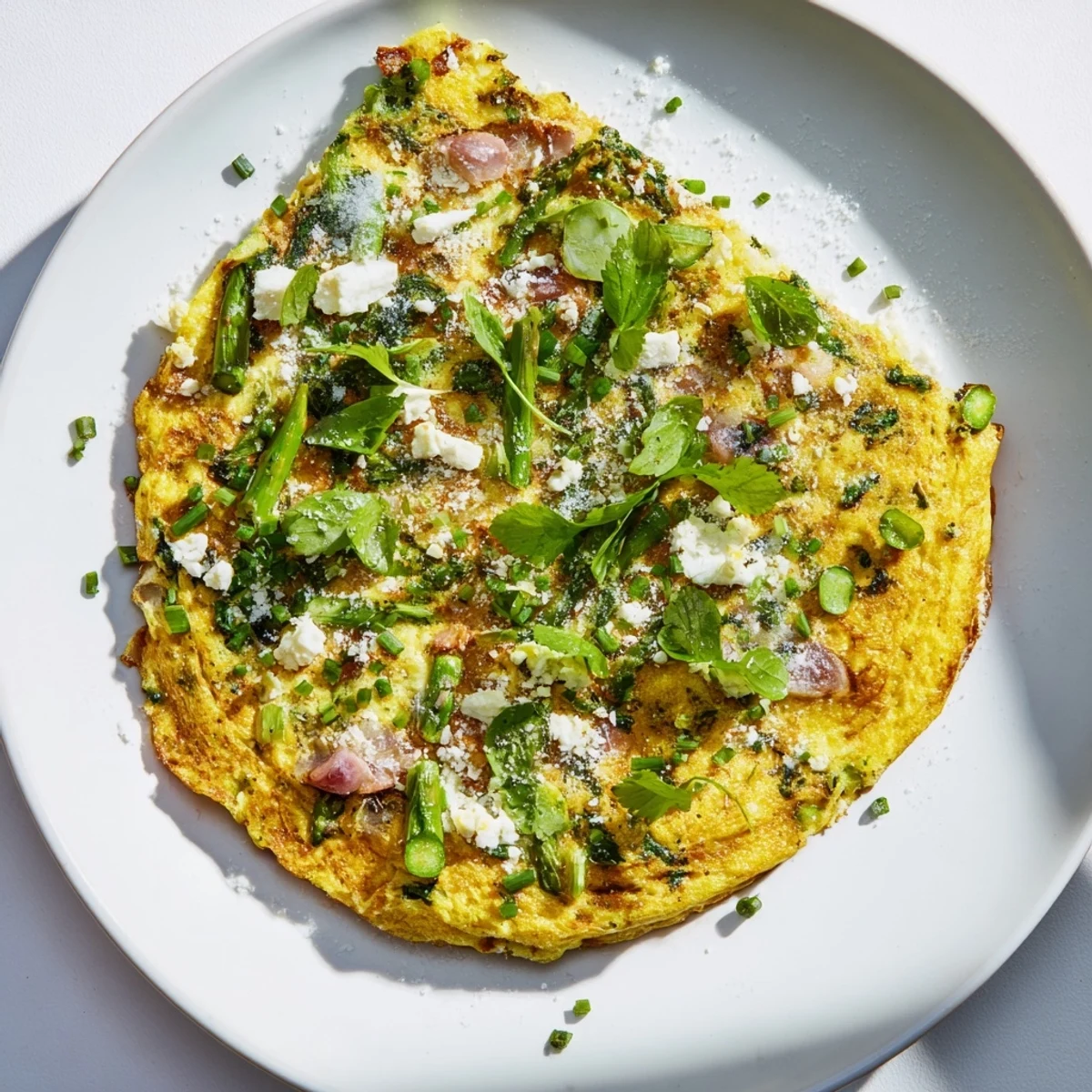 Imagine a rustic slice of Meadow-Soft Cozy Plate Frittata, with goat cheese melting over fresh spring greens.