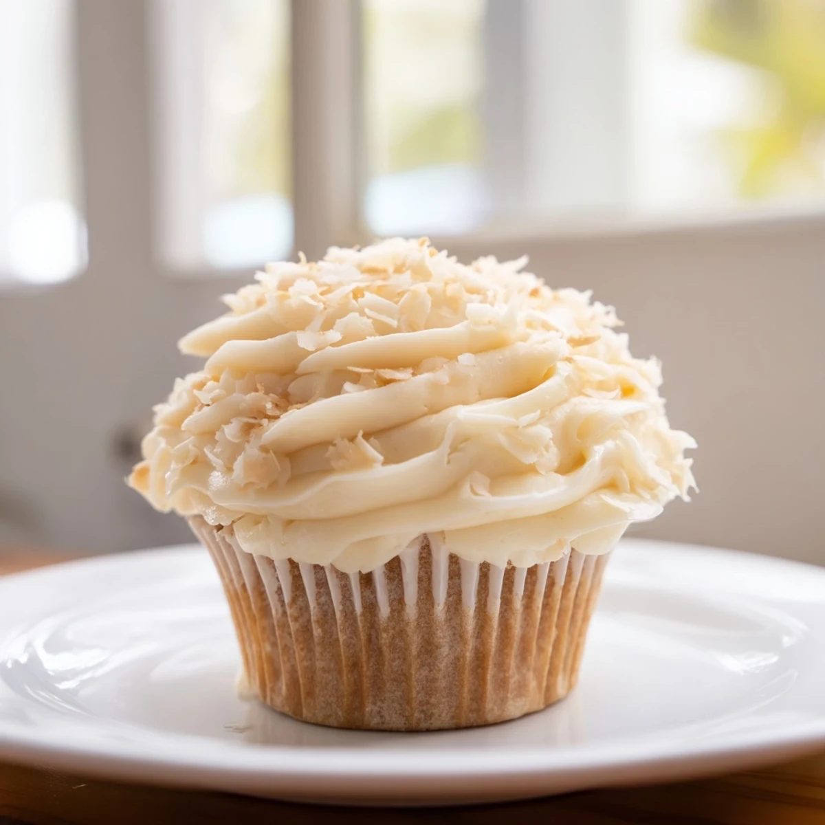 Close-up of golden vanilla cupcakes with creamy, rich buttercream frosting ready to be enjoyed.