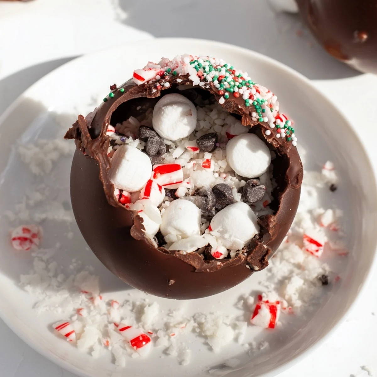 A decadent Hot Cocoa Bomb Topping Bar, ready for mixing and matching with festive toppings.
