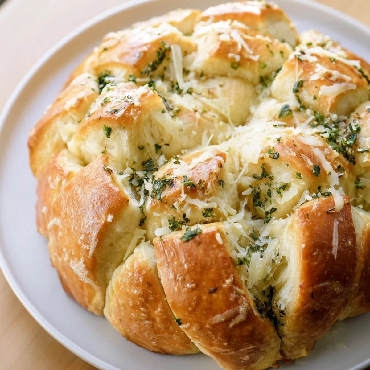 Golden, star-shaped garlic bread, baked to perfection with a rich, buttery, savory aroma.