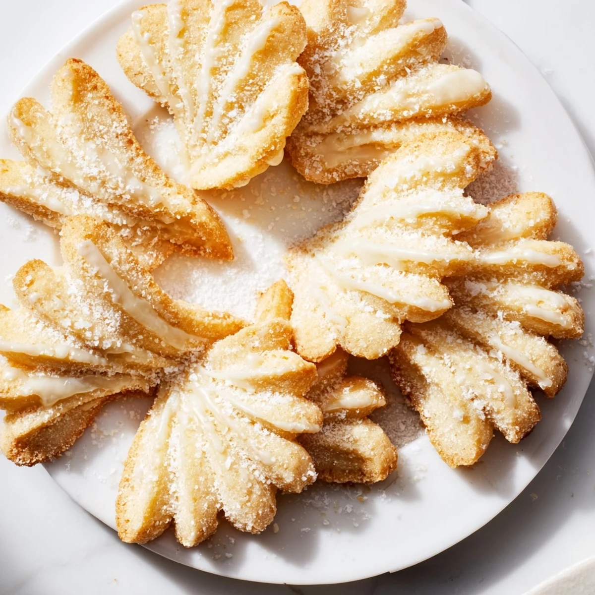 See the delicate fan shape: buttery Spritz Cookies freshly baked and ready to be enjoyed.