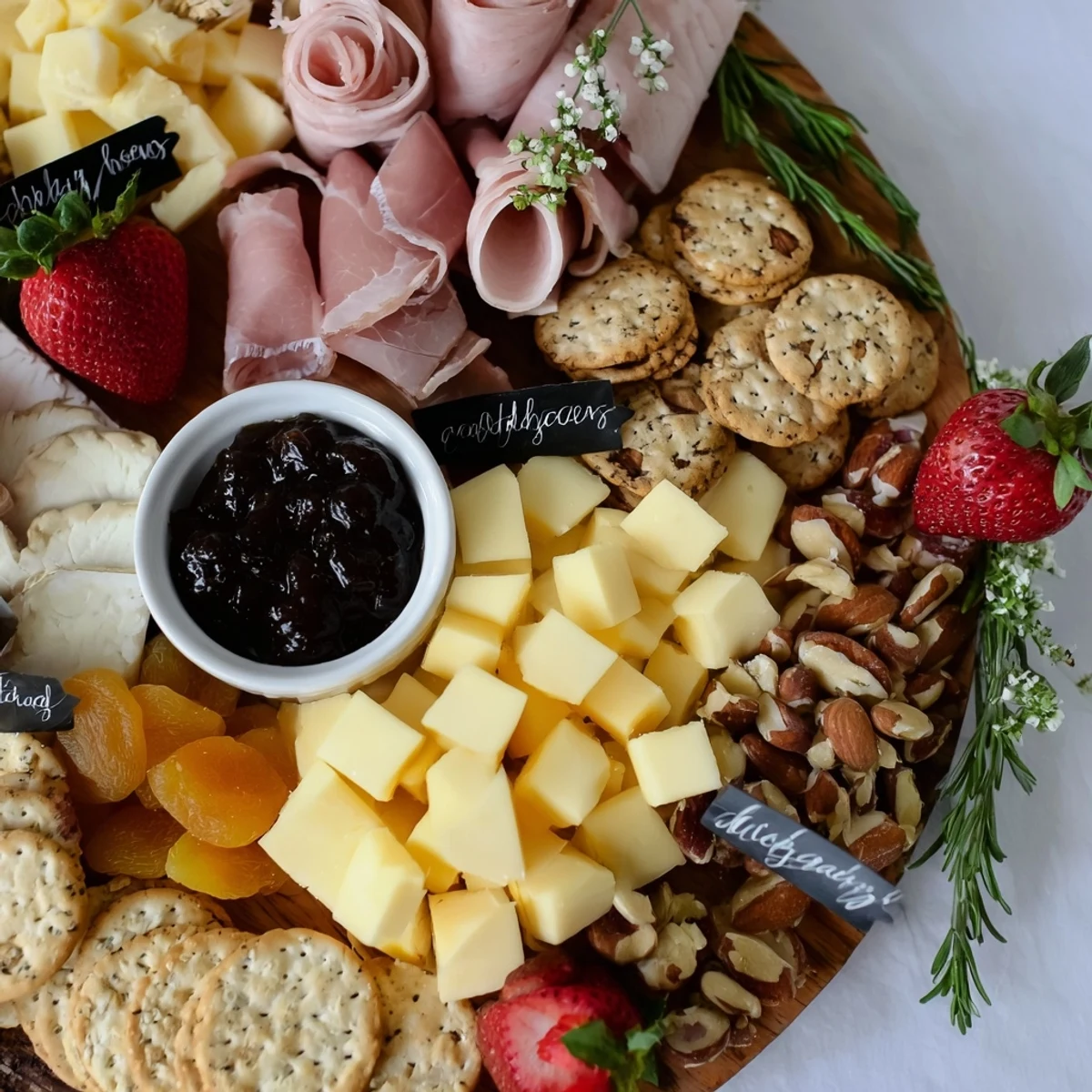 Beautifully arranged Anniversary Heirloom Arrangement with vibrant fruits and special cheeses, ready to serve and remember.