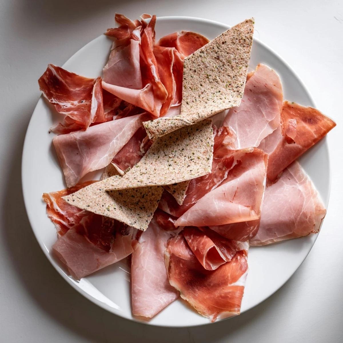 Delicate Paper Crane appetizer: folded meats and crackers arranged in a graceful, elegant presentation.
