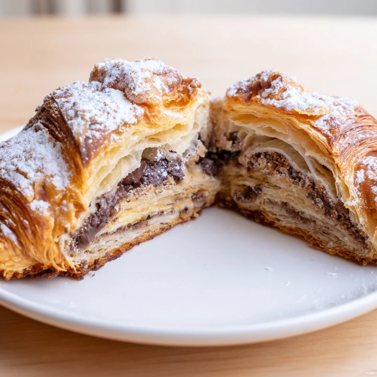 Buttery and golden Cookie Croissant, a delicious pastry with melty chocolate chip cookie filling.