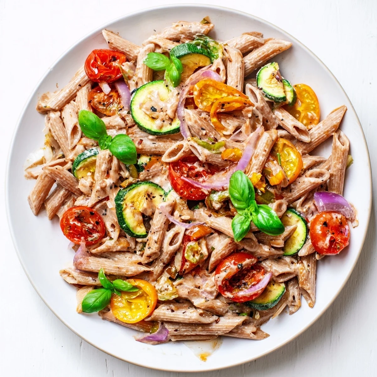 Flavorful baked feta pasta recipe with fresh basil; imagine the inviting aroma and delicious taste.