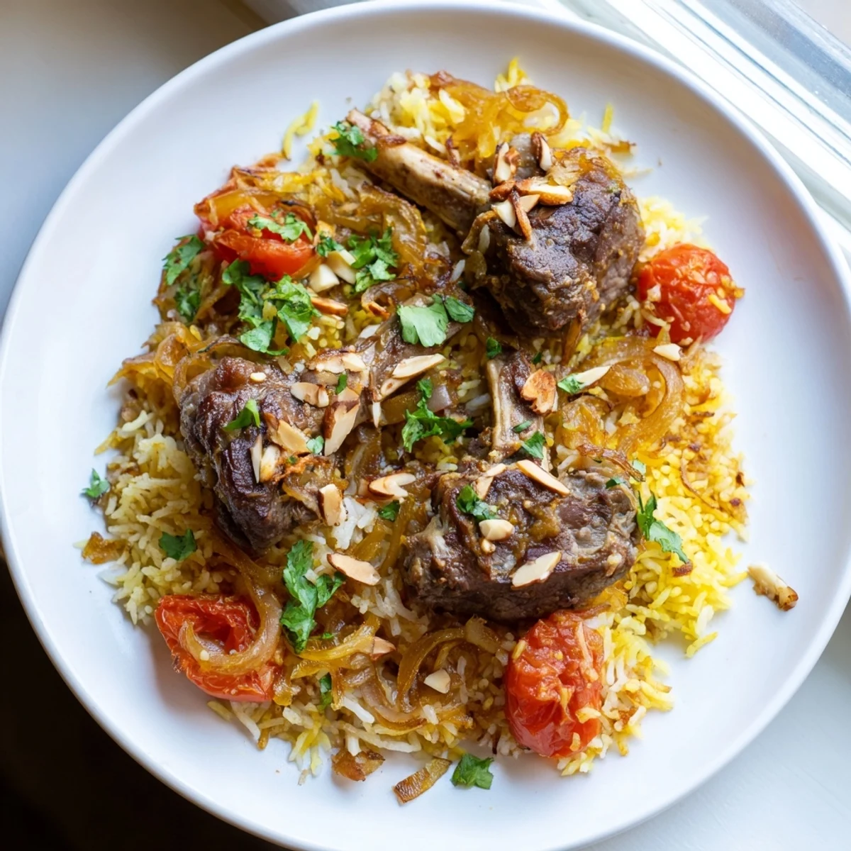 Aromatic Qatari Majboos: Savory lamb and rice create this comforting Middle Eastern meal.