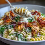 Tender chicken and orzo pasta simmered in lemon-infused broth with wilted spinach, a bright and comforting one-pan dinner.