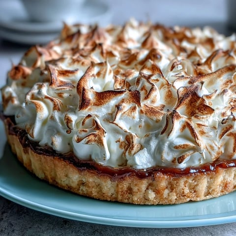 A slice of homemade Lemon Meringue Pie with a tall, golden-brown toasted meringue and vibrant yellow citrus filling.  