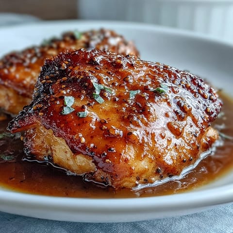 Slow Cooker Honey Mustard Chicken breasts coated in a velvety, sweet and tangy sauce, served over creamy mashed potatoes with fresh herbs.