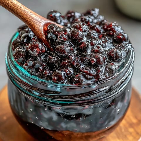 A bottle of homemade Crème de Cassis, showcasing its rich, deep purple hue, is displayed next to fresh blackcurrants and a jar of the steeping fruit.