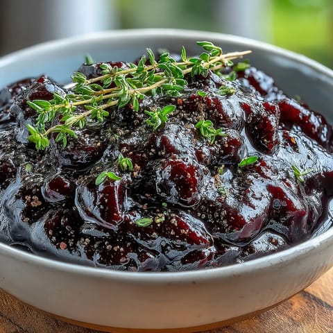 Glossy Black Currant Glaze being brushed onto a spiral-sliced holiday ham for a sticky, shiny finish.