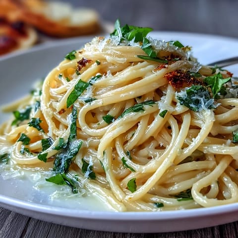 A vibrant spring pasta limone with silky lemon-butter sauce, parmesan, and fresh basil in a white bowl.  
