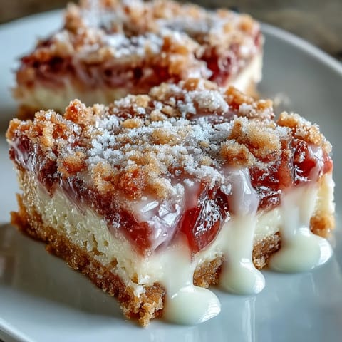 Golden Rhubarb Custard Bars with a buttery shortbread crust, ready to slice.
