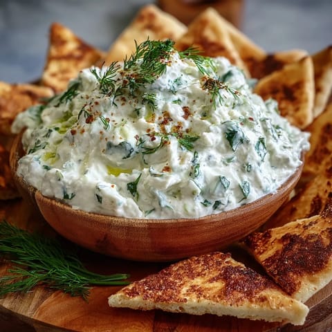 Creamy Greek Skyr Tzatziki loaded with fresh cucumber, dill, and zesty garlic.