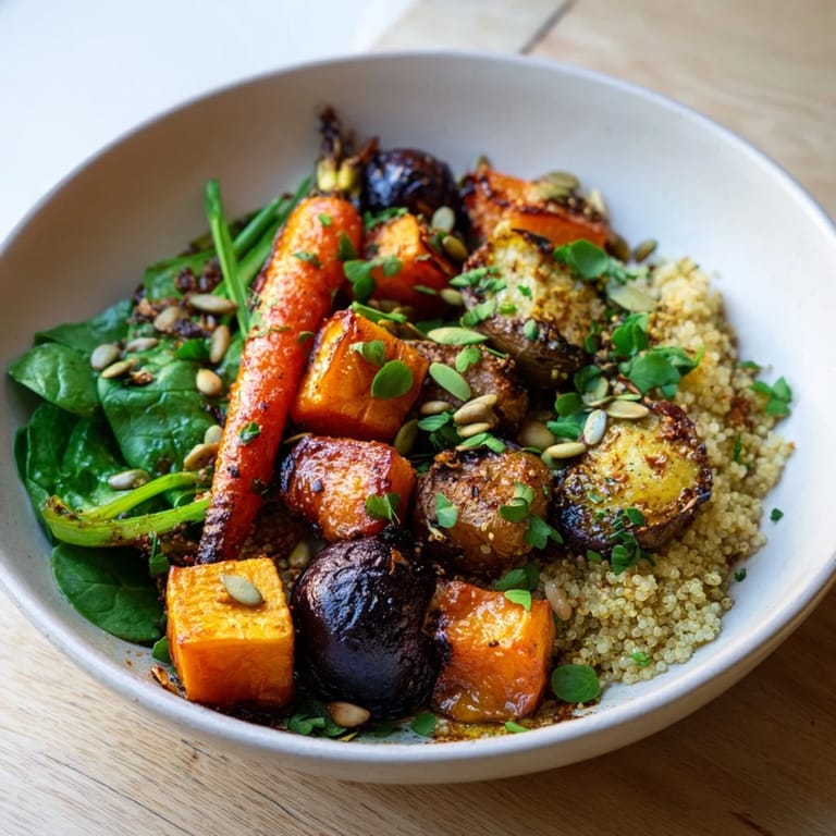 Delicious Warm Herb Bowl featuring tender veggies, herbs, and fluffy grains; perfect for a healthy dinner.