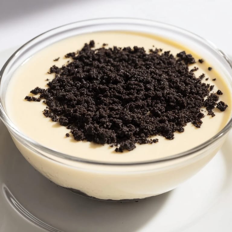 Layers of smooth vanilla pudding topped with a generous sprinkle of crunchy Oreo cookies.