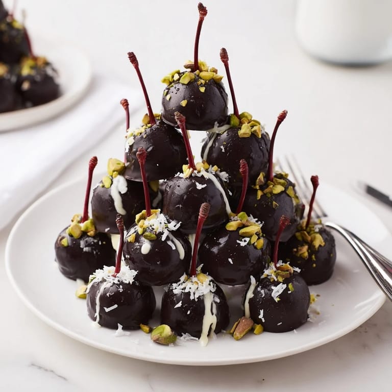 Dark chocolate oozes around juicy cherries in these easy-to-make dessert bites for a treat.