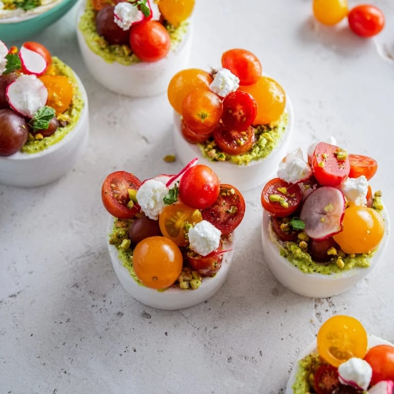 Beautiful array of Hanging Gardens appetizer; a visually stunning mix of fresh, flavorful components.