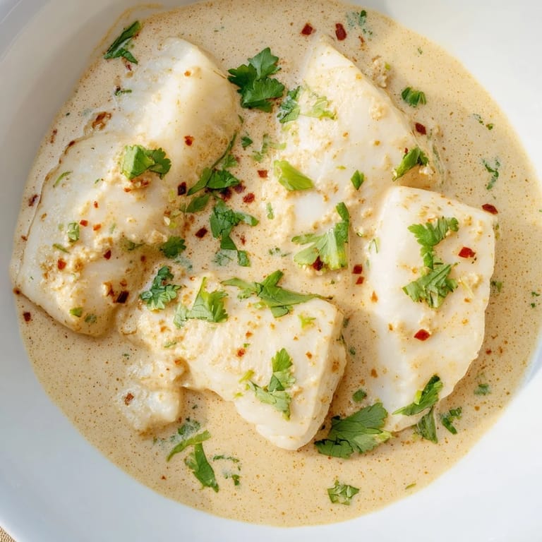 A steaming bowl of Bahraini Fish Curry, showcasing tender fish simmered in a rich, spiced coconut sauce.