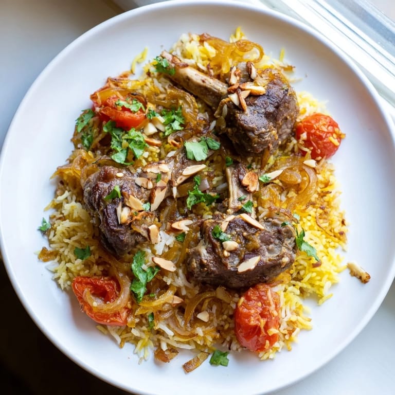 Aromatic Qatari Majboos: Savory lamb and rice create this comforting Middle Eastern meal.