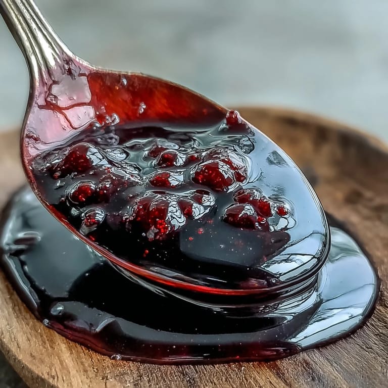 A glass bottle of Black Currant Syrup sealed with a cork, sitting next to a steaming cup of coffee for morning use.