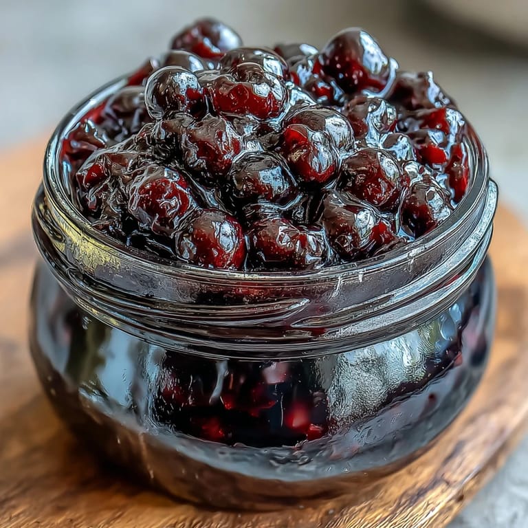 Luscious, deep purple homemade black currant jam glistening in a jar, surrounded by fresh berries and warm toast.