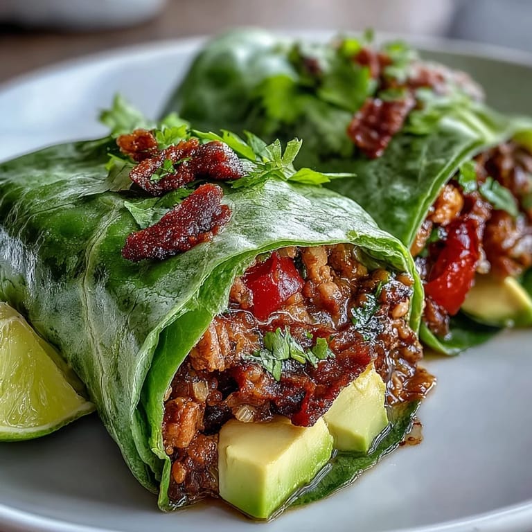 Fresh turkey taco filling wrapped in crunchy lettuce leaves, topped with avocado and cilantro for a healthy, flavor-packed dinner.