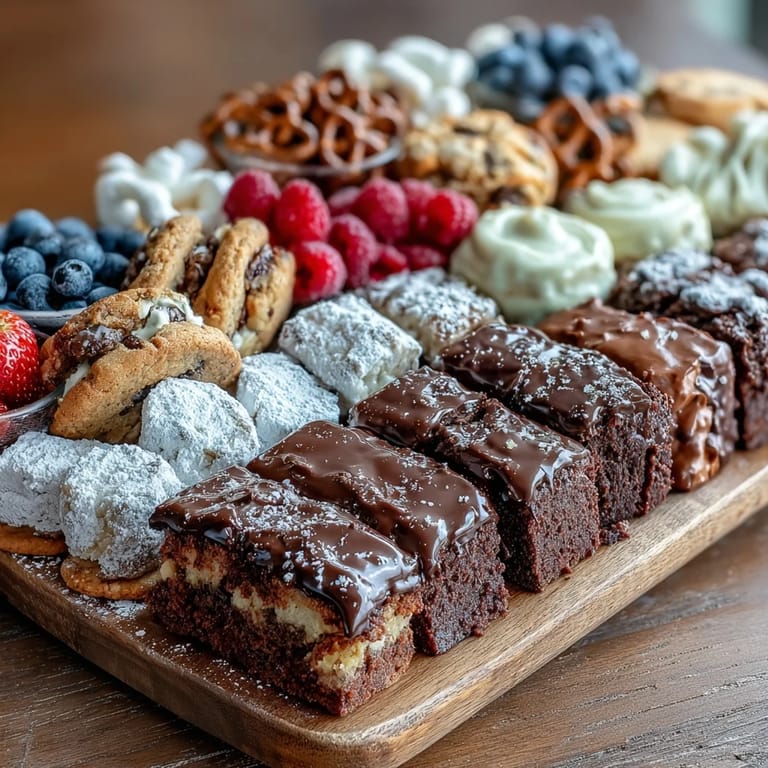 Vibrant graduation dessert spread featuring assorted cake slices, cookies, and brownie bites, garnished with berries and sprinkles.