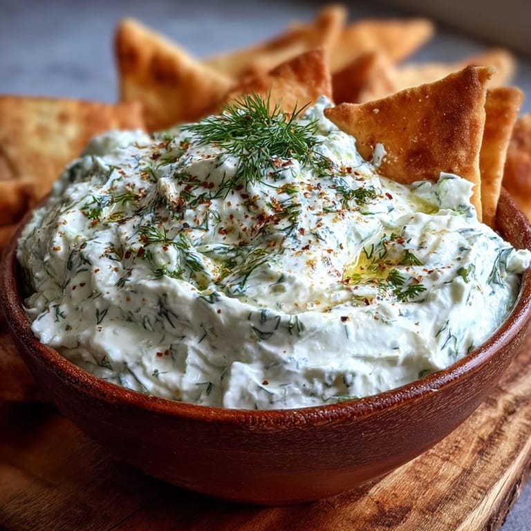Refreshing Greek Skyr Tzatziki with vibrant dill and cooling cucumber, perfect for dipping.